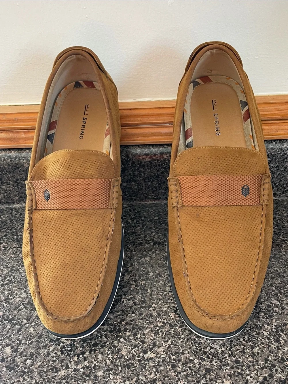Call It Spring Men’s Size 12 Preppy Cognac Suede Slip-On Loafers Shoes